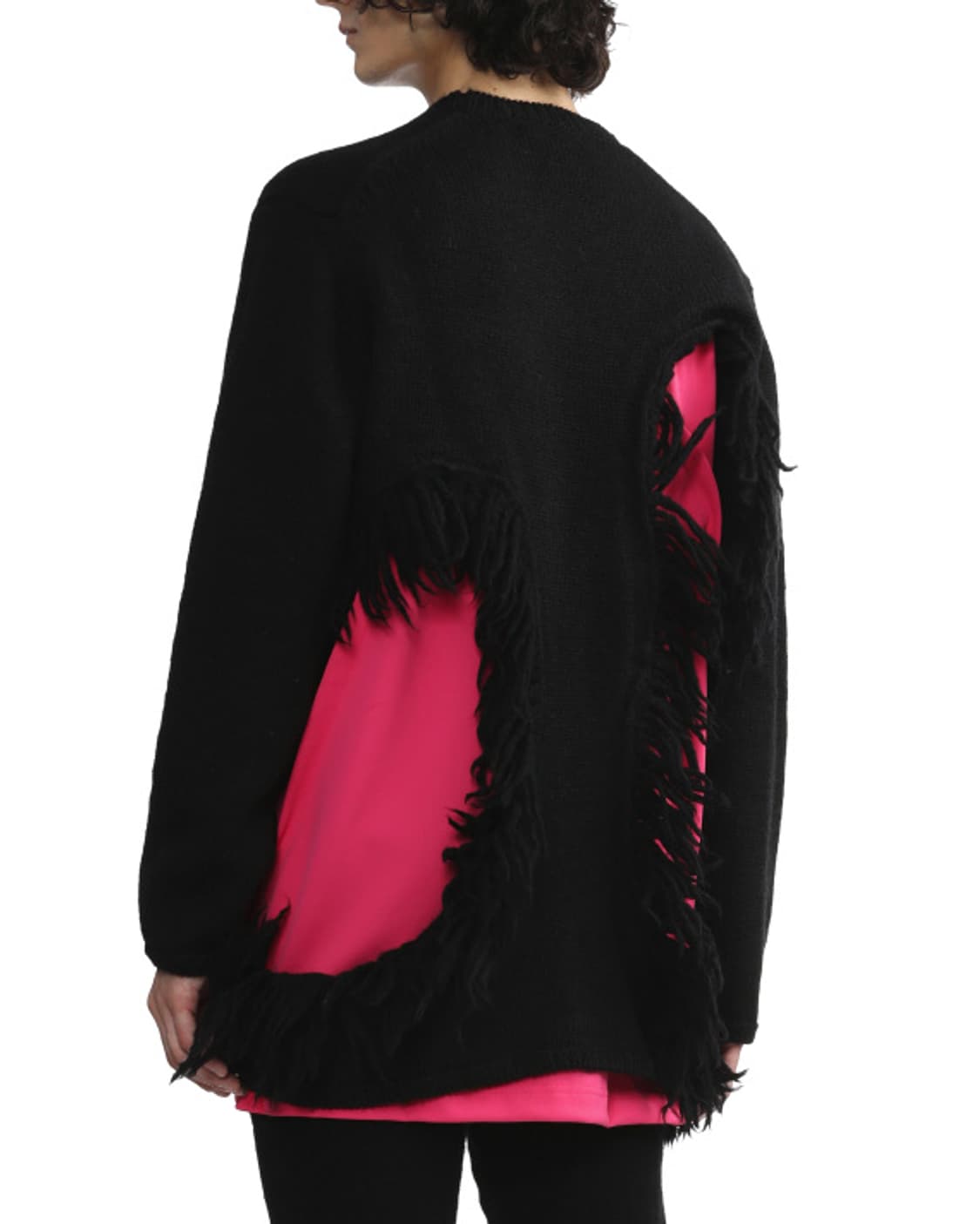 꼼데가르송 옴므플러스 하드데미지 프린지 블랙니트 L/XL 상품이미지1