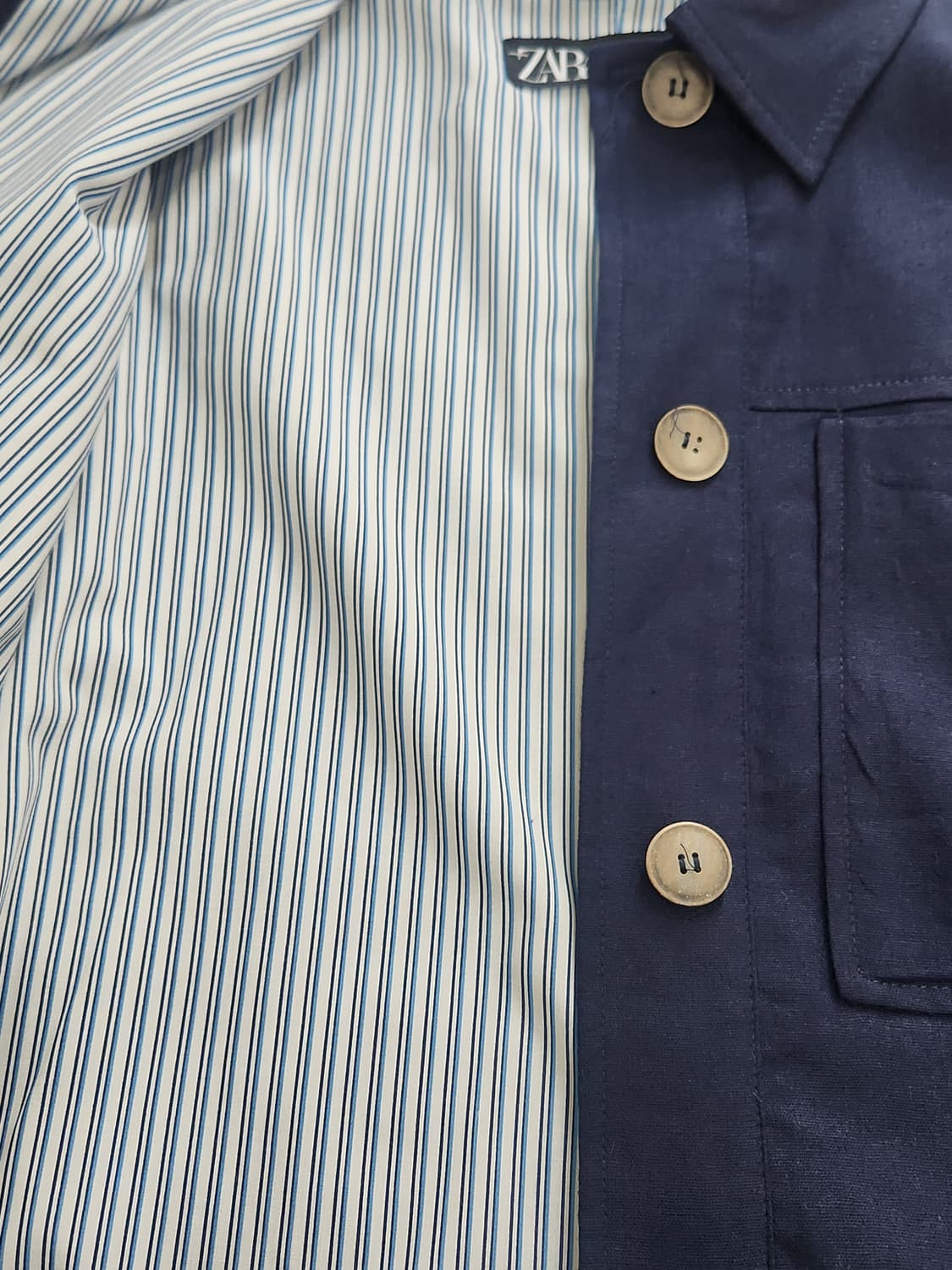 [S] 자라 네이비 크롭 셔츠 자켓 린넨혼방 상품이미지5