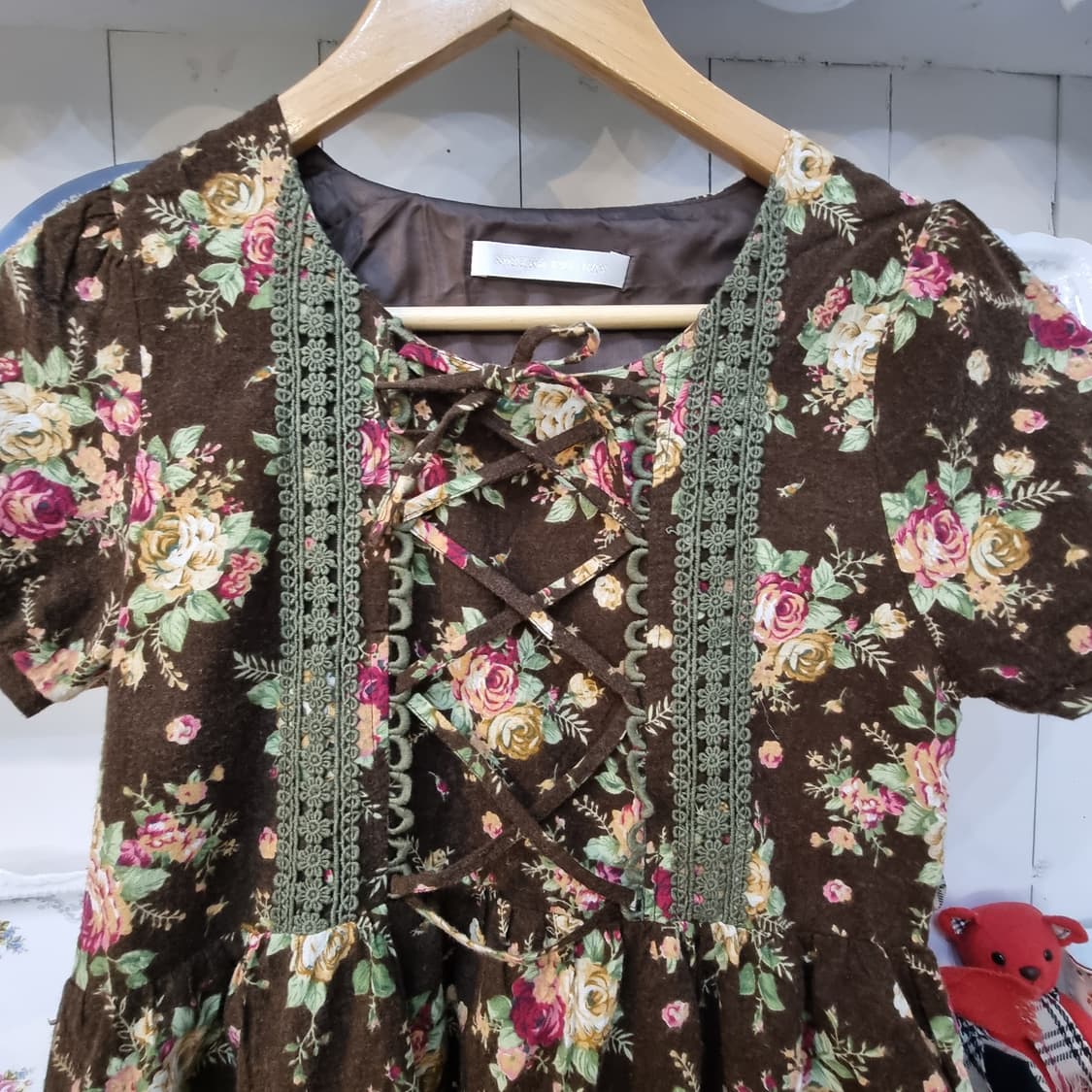 SHEENA DEL RAY 브라운 플로럴 코르셋 레이스 원피스 상품이미지2