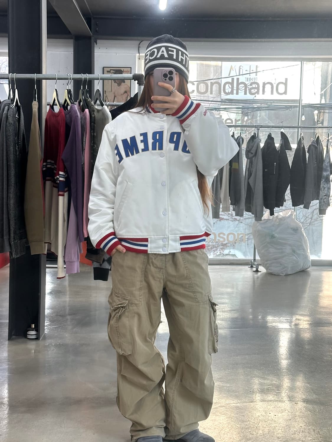 슈프림 21SS 미첼 앤 네스 사틴 바시티자켓  상품이미지2