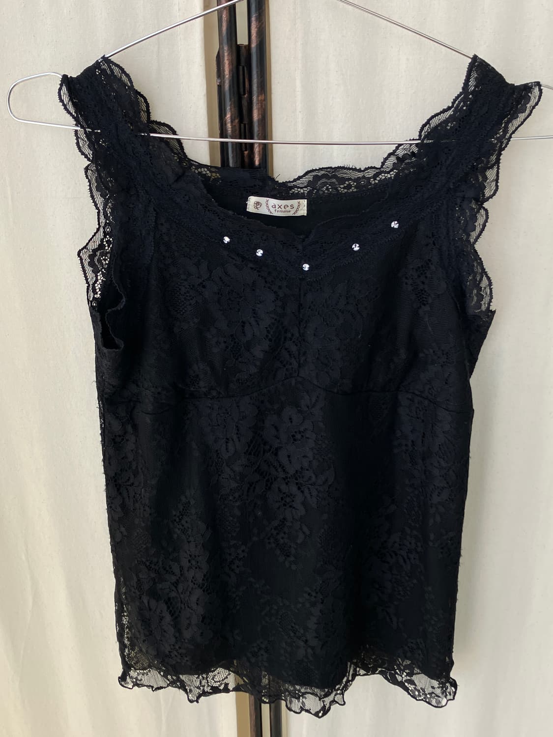 Axes Femme lace sheer bead sleeveless 상품이미지5