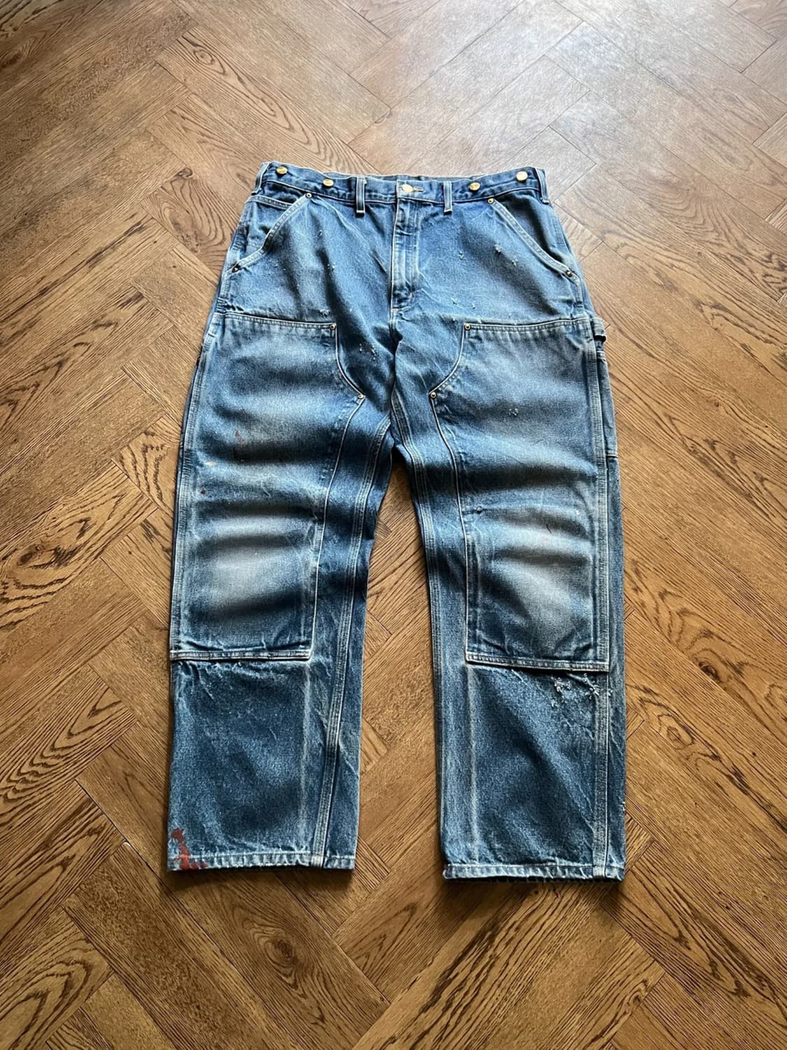 [36]칼하트 USA 빈티지 페이딩 더블니 워크 데님 팬츠 상품이미지1