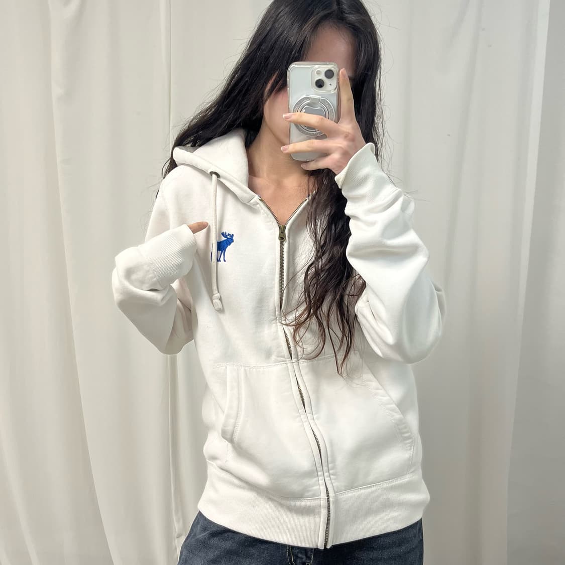 Abercrombie White Hoodie Zip-up 상품이미지1
