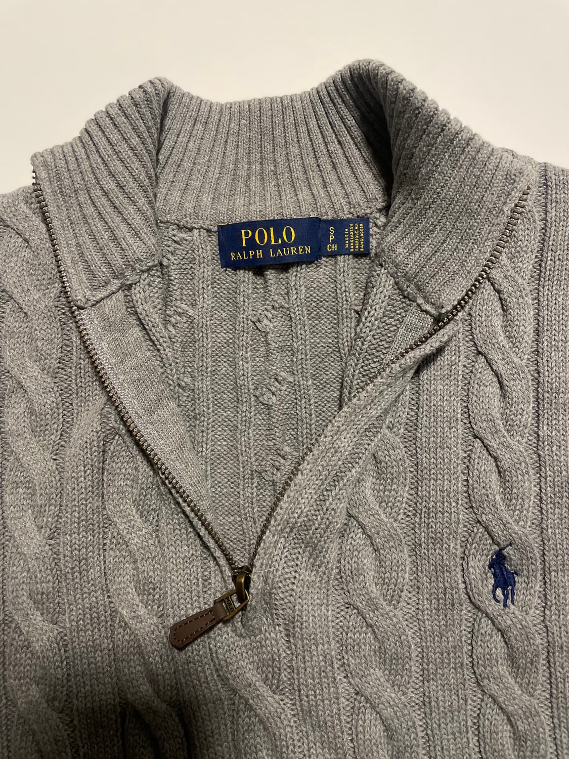 폴로 케이블 니트 연그레이 반집업  상품이미지3