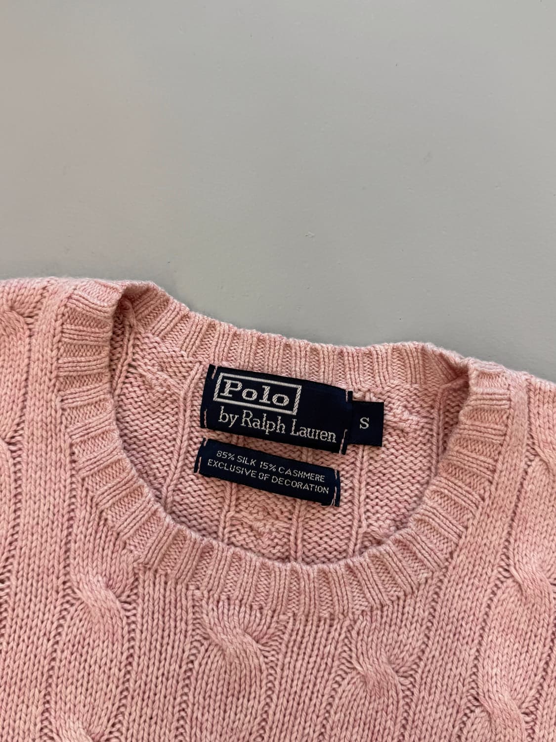 폴로 랄프로렌 루즈핏 실크 캐시미어 핑크 케이블 니트 상품이미지5