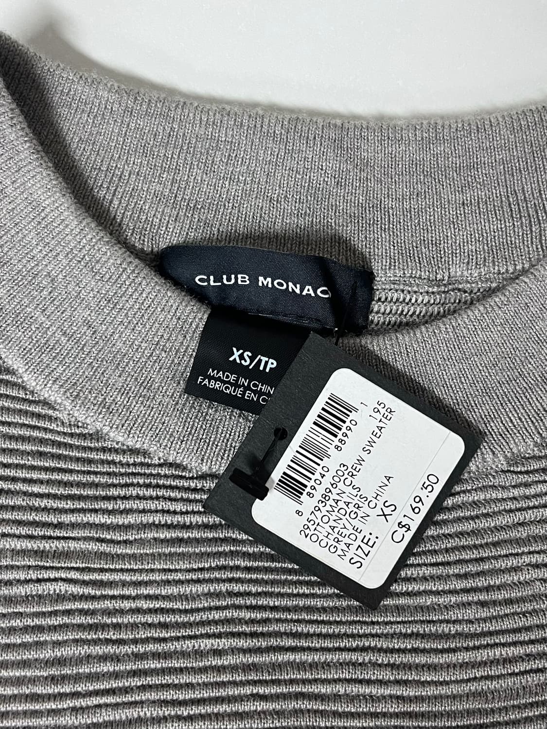 XS) 새상품 클럽모나코 울 니트 티셔츠 그레이 상품이미지4