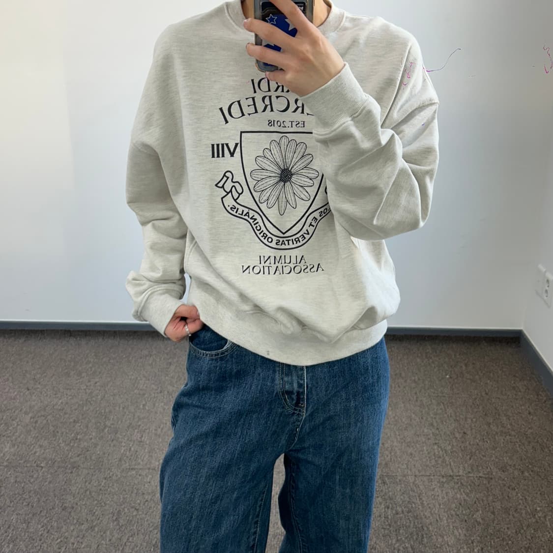 Mardi mercerdi 마르디메크르디 블랙 로고 멜란지 맨투맨  상품이미지1