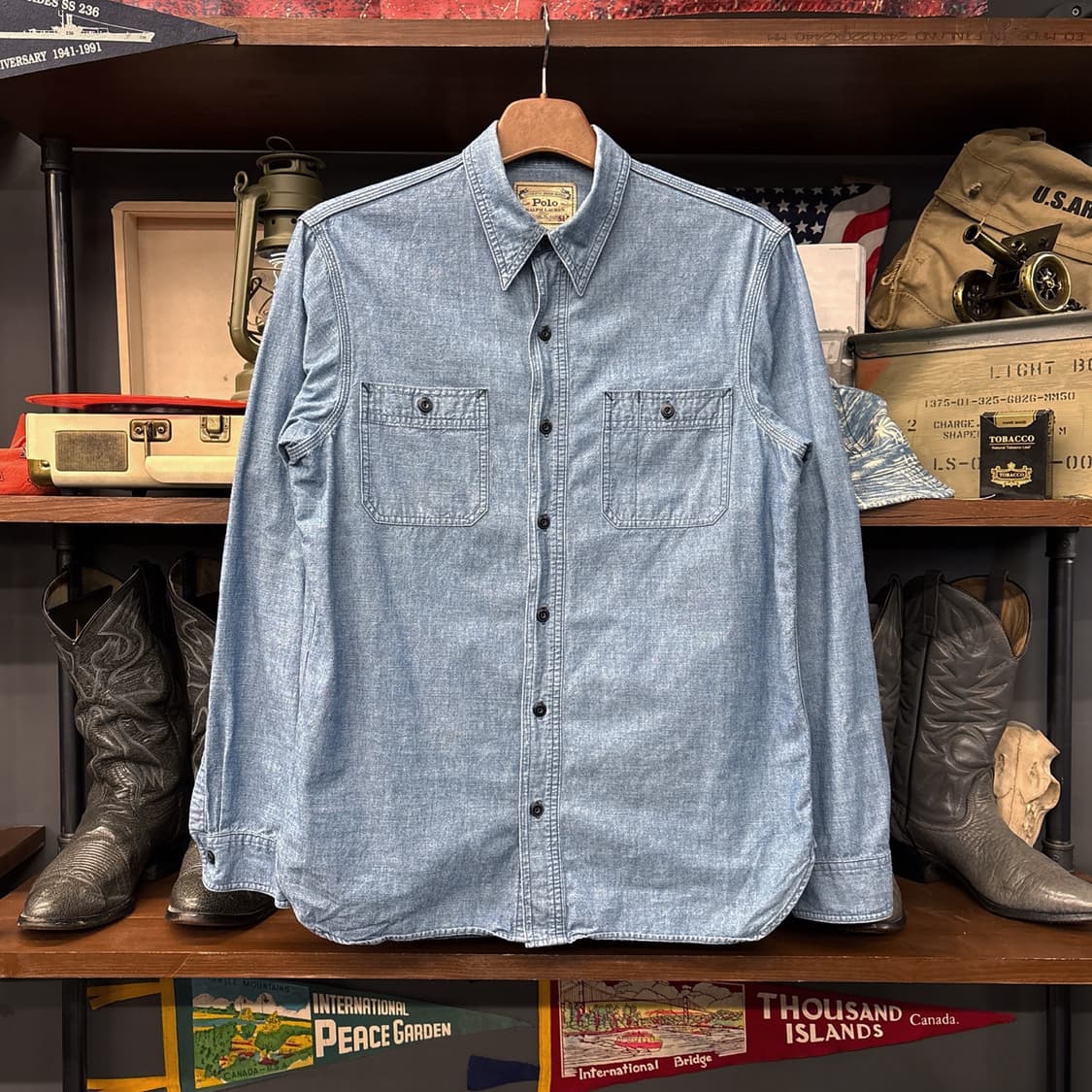 폴로 랄프로렌 빈티지핏 인디고 샴브레이 워크셔츠 N822 상품이미지1