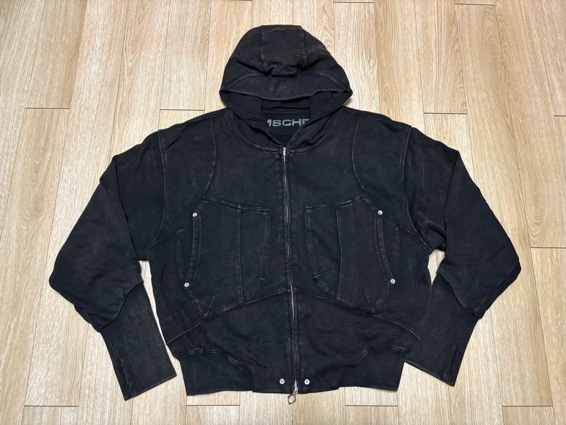 미스치프 워시드 빅포켓 후드 M 블랙 상품이미지2