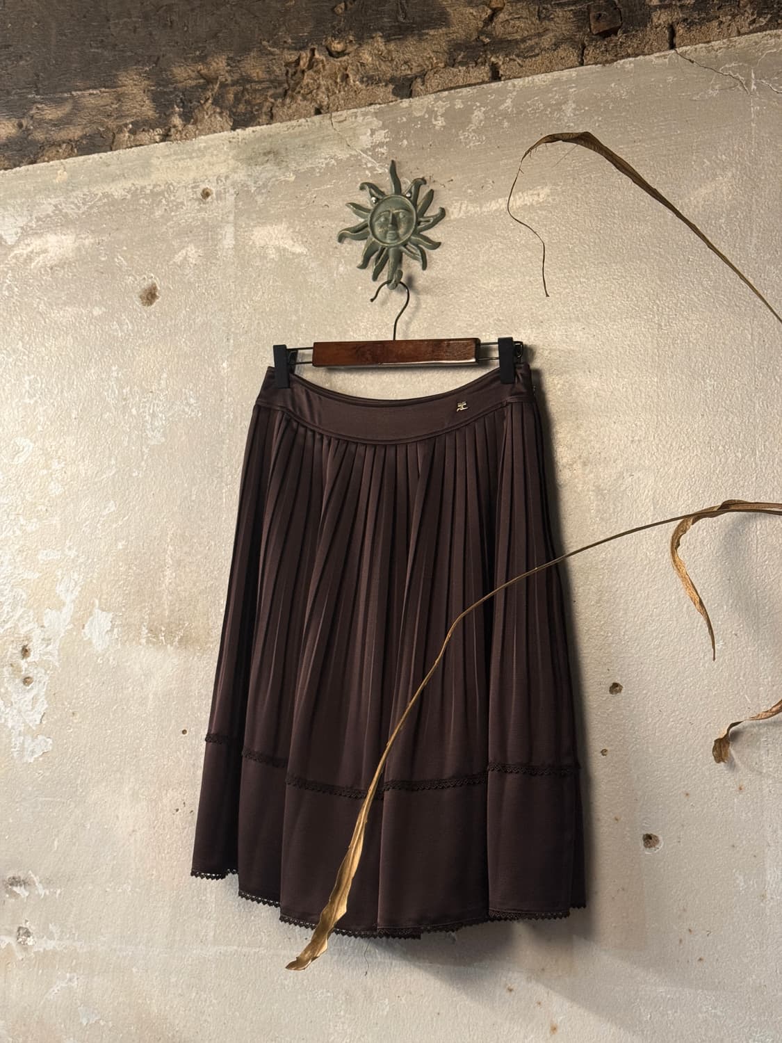 25-26inch ) Courreges Pleated Lace Skirt 상품이미지1