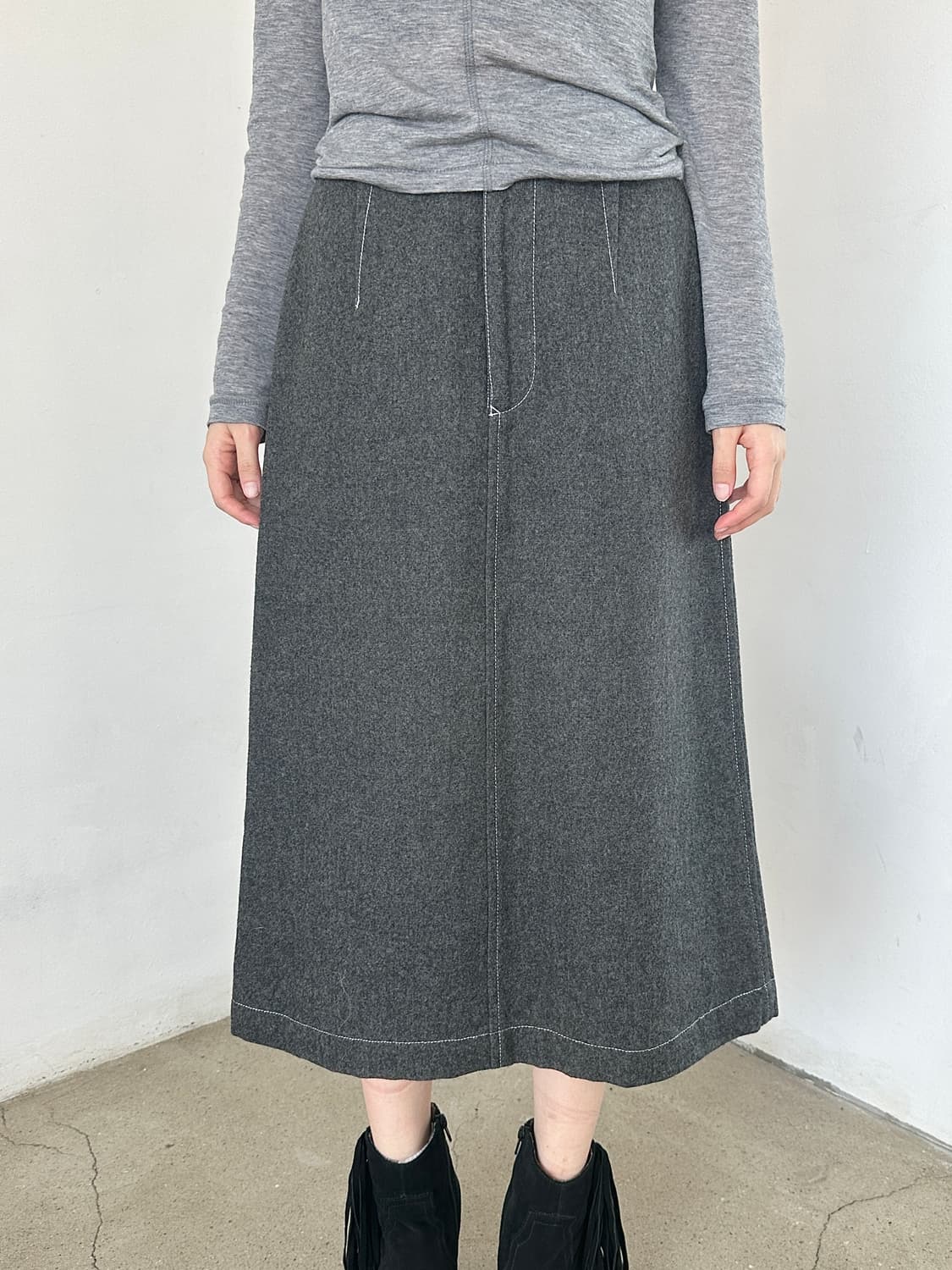꼼데가르송 울 스티칭 스커트 상품이미지1