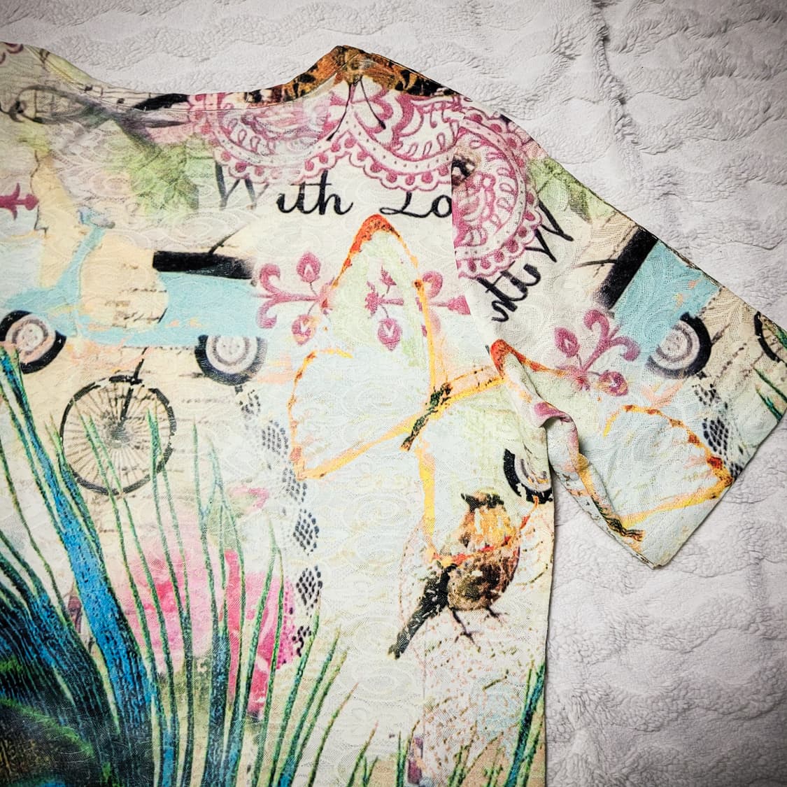 00s FORMICA Peacock Feather Glitter tee 상품이미지6