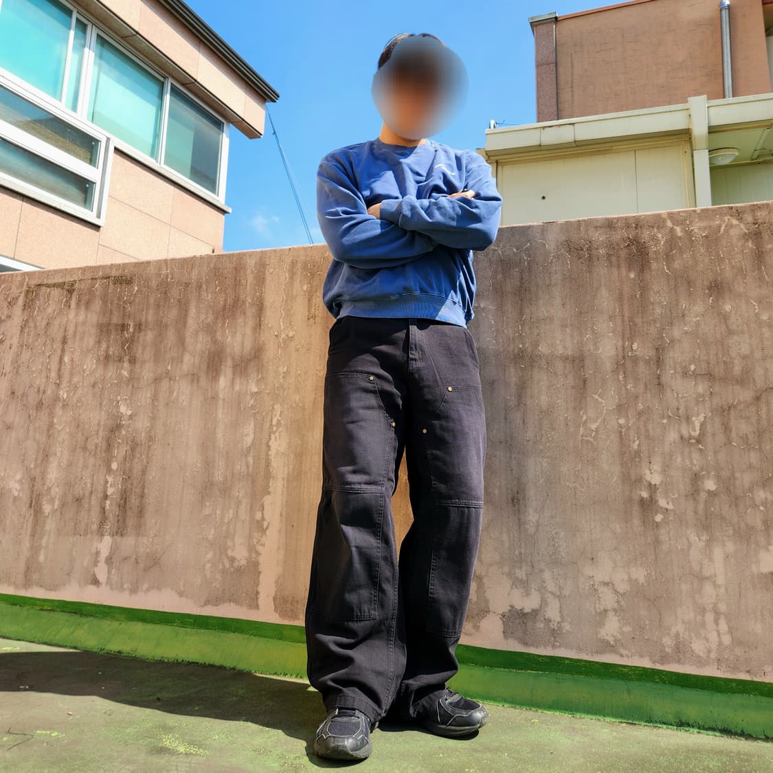[네고가능] 트래블 피그먼트 블루 맨투맨 상품이미지1