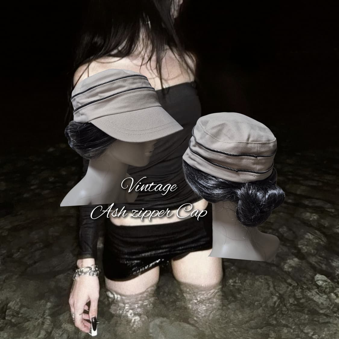 Vintage Ash zipper Cap 상품이미지1