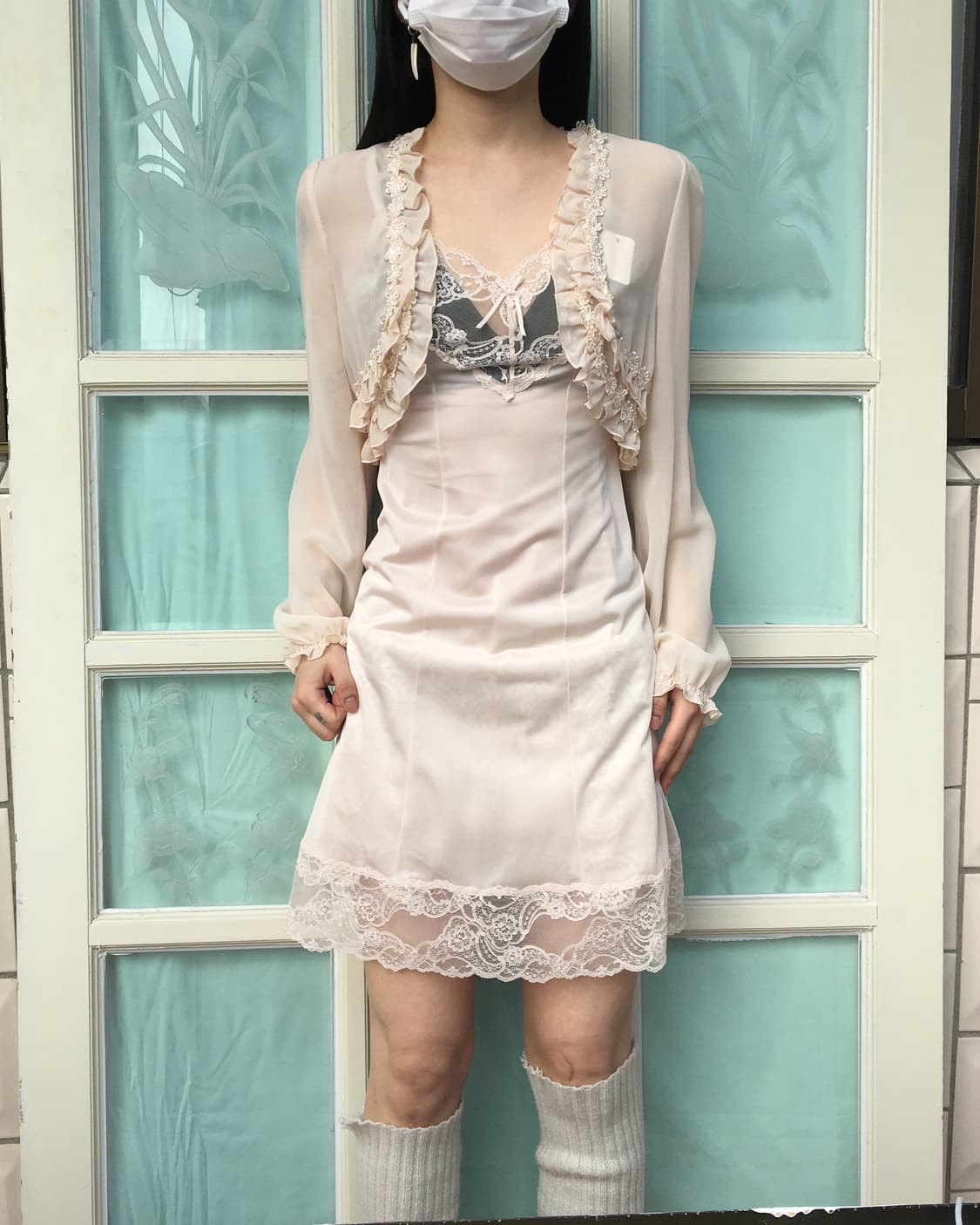 Frill point open cardigan 상품이미지1