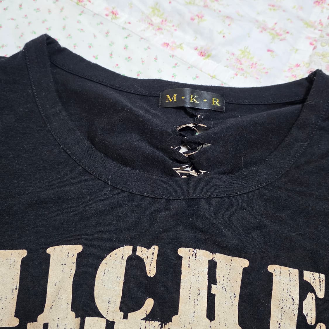 M.K.R 펑크 날개 프린팅 셔링 링 패치 펑크 딱붙 반팔 mkr 상품이미지4