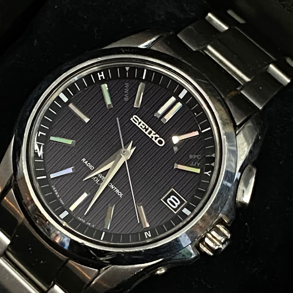 Seiko 세이코 브라이츠 솔라 쿼츠 라디오 은장 메탈 시계 상품이미지3