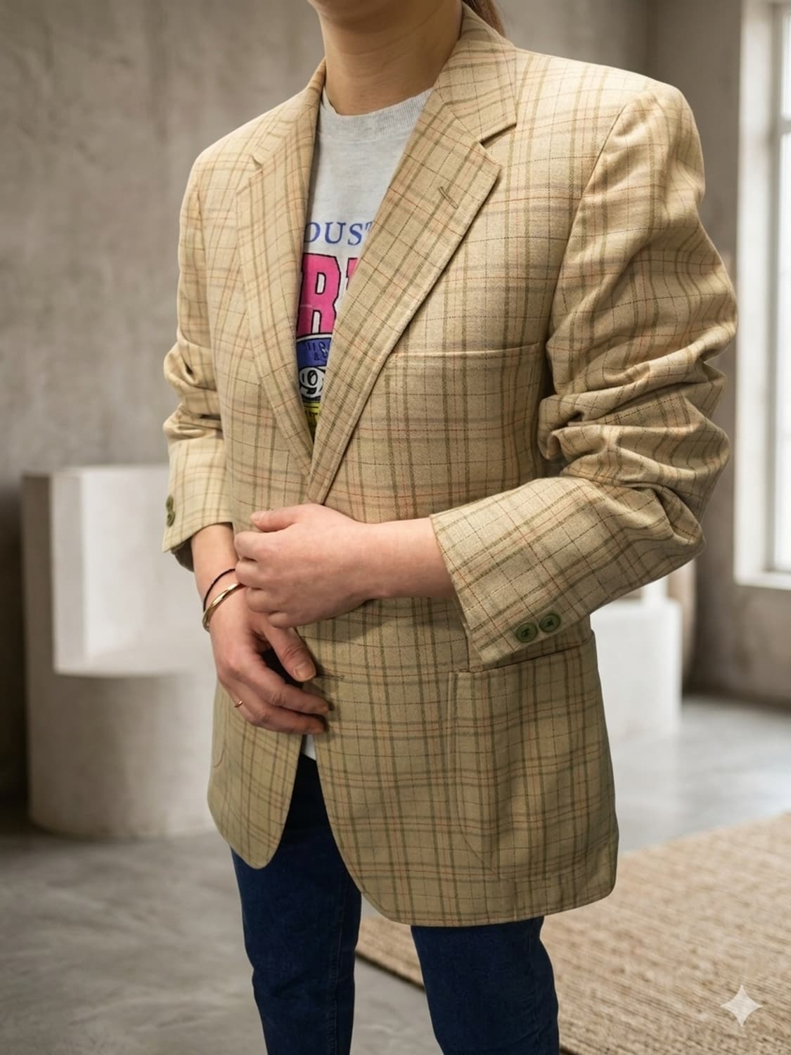 닥스런던 여성 90's 영국제 린넨혼방 오버핏 자켓 (66~77) 상품이미지1