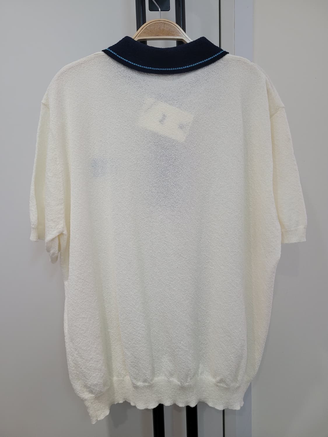 프라이FREI 심볼 카라 반팔 니트 크림 남성 L사이즈 택달린새제품 상품이미지7