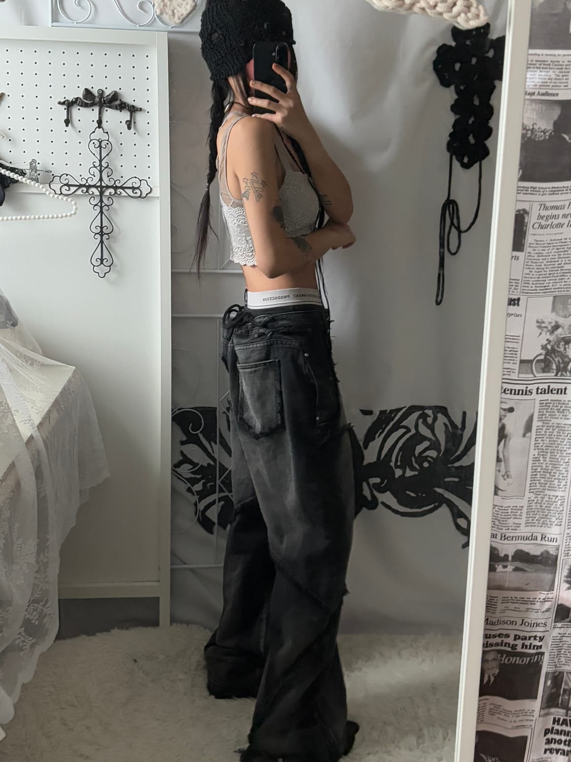 • dark blue denim wide pants 상품이미지3