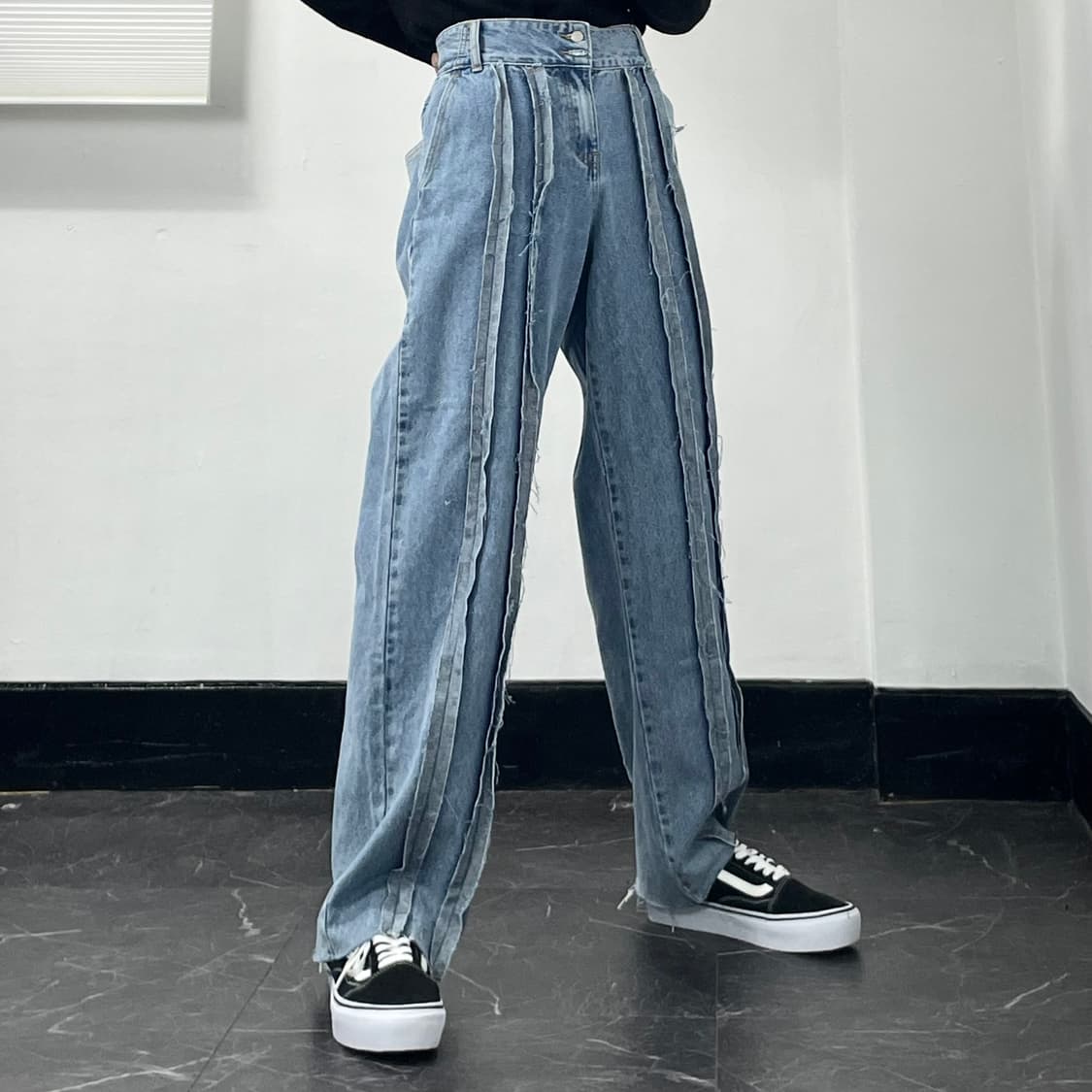 (새상품) 36in 루오니어 그런지 와이드 데님 팬츠 상품이미지2