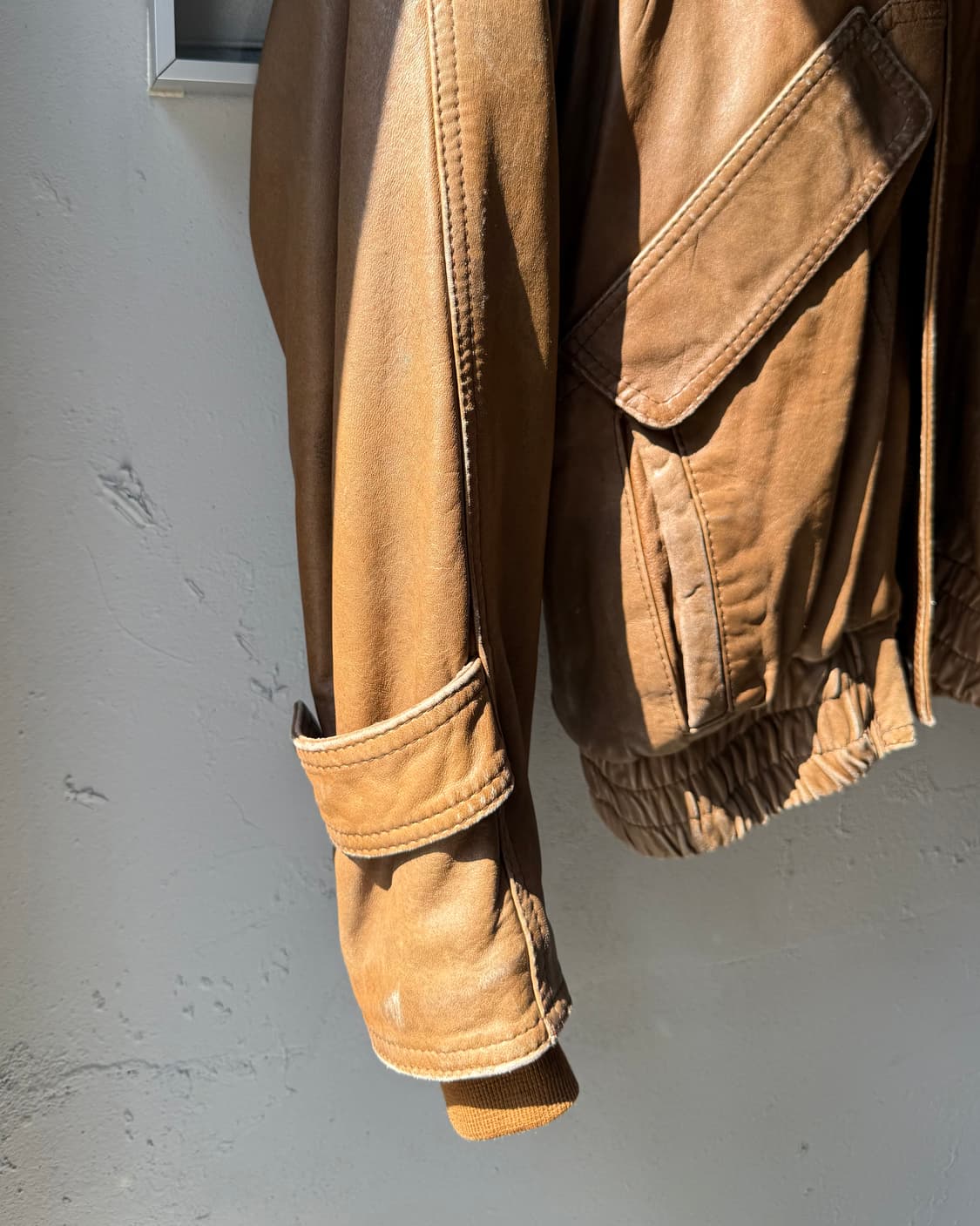 Vintage brown lambskin bomber jacket 상품이미지3