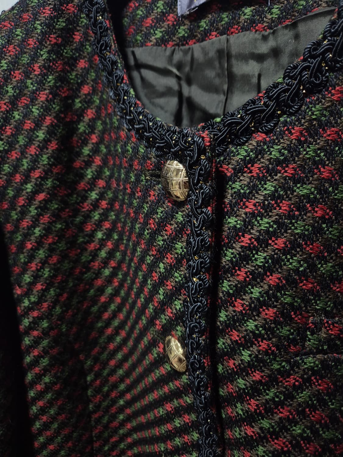 빈티지 체크 패턴 금장 버튼 자켓 상품이미지3