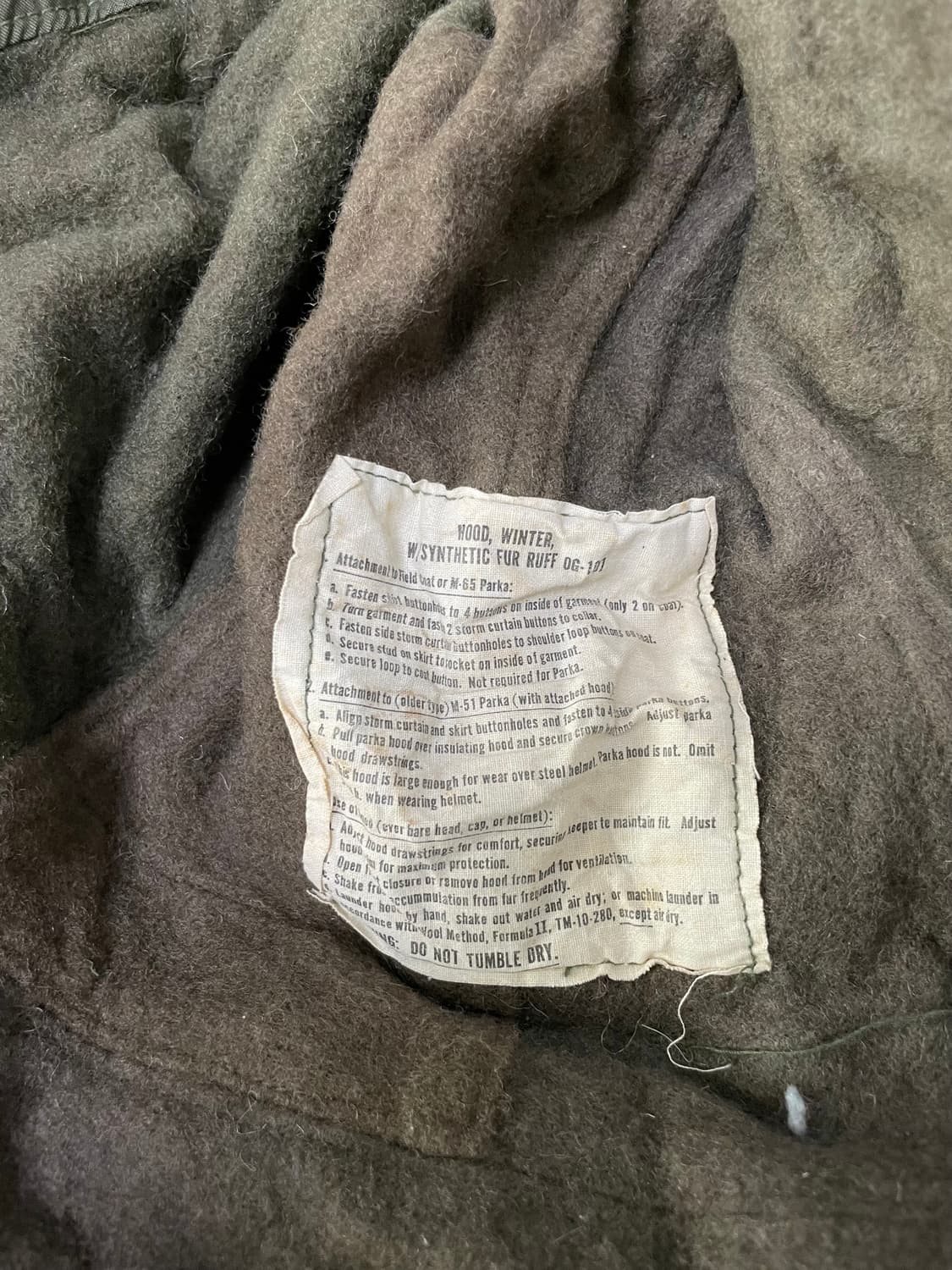 70s 오리지널 미군 m65 피쉬테일 라이너 포함 개파카 상품이미지7