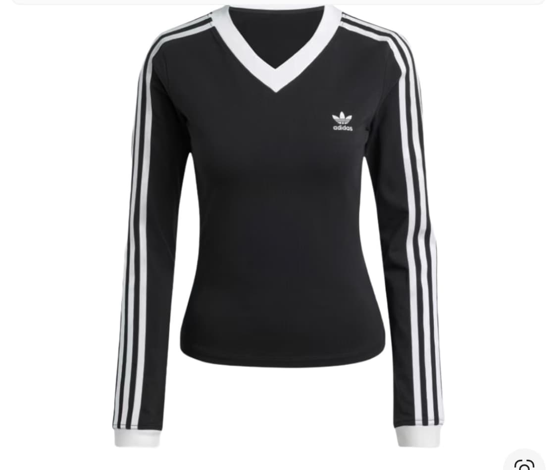 (W) 아디다스 브이넥 롱슬리브 티셔츠 블랙 L 상품이미지1