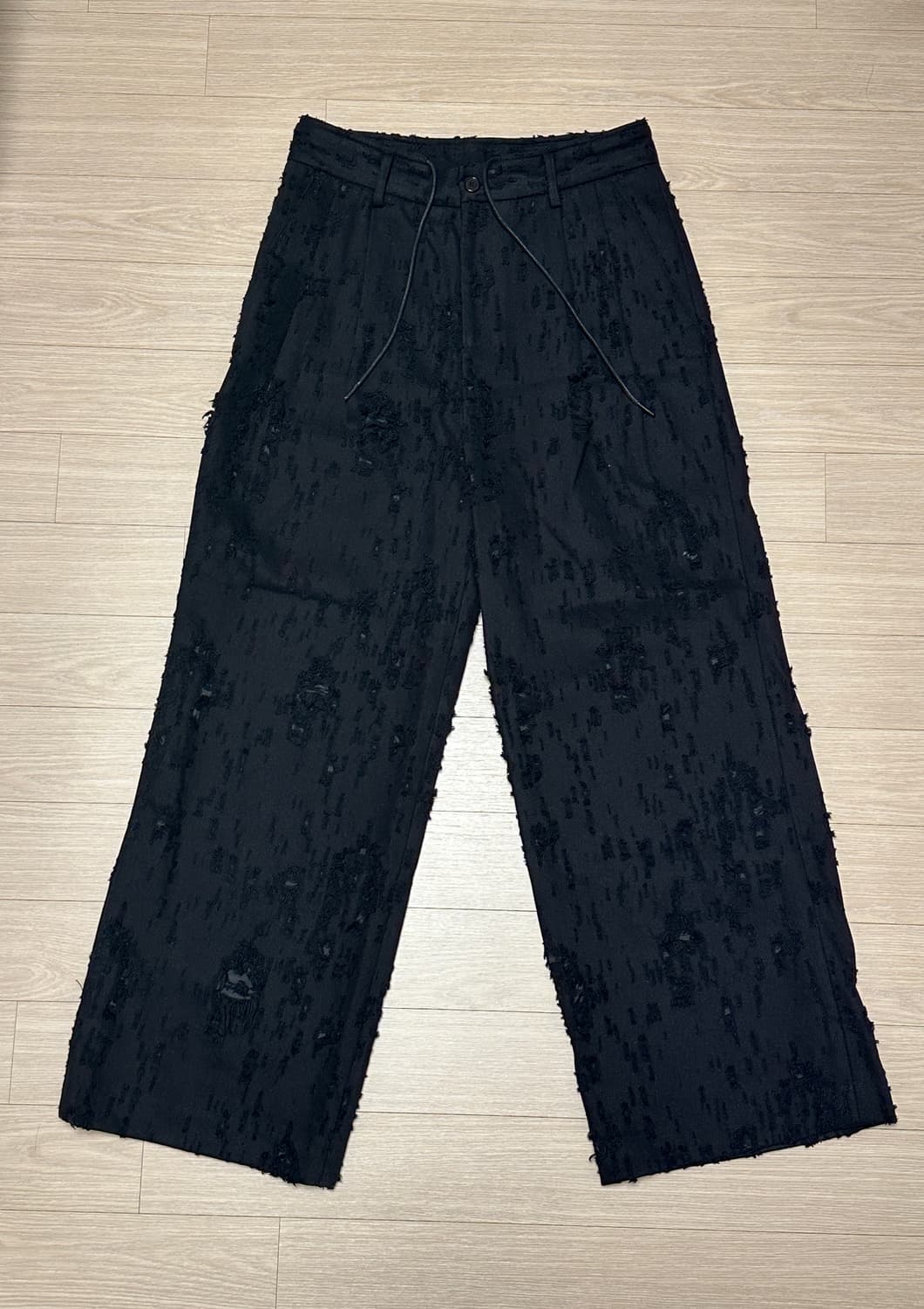 준지 데미지드 코튼 팬츠 46 블랙 상품이미지2