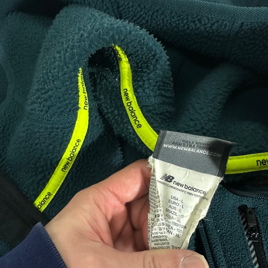 L 뉴발란스 딥청녹 플리스 후드집업 상품이미지4