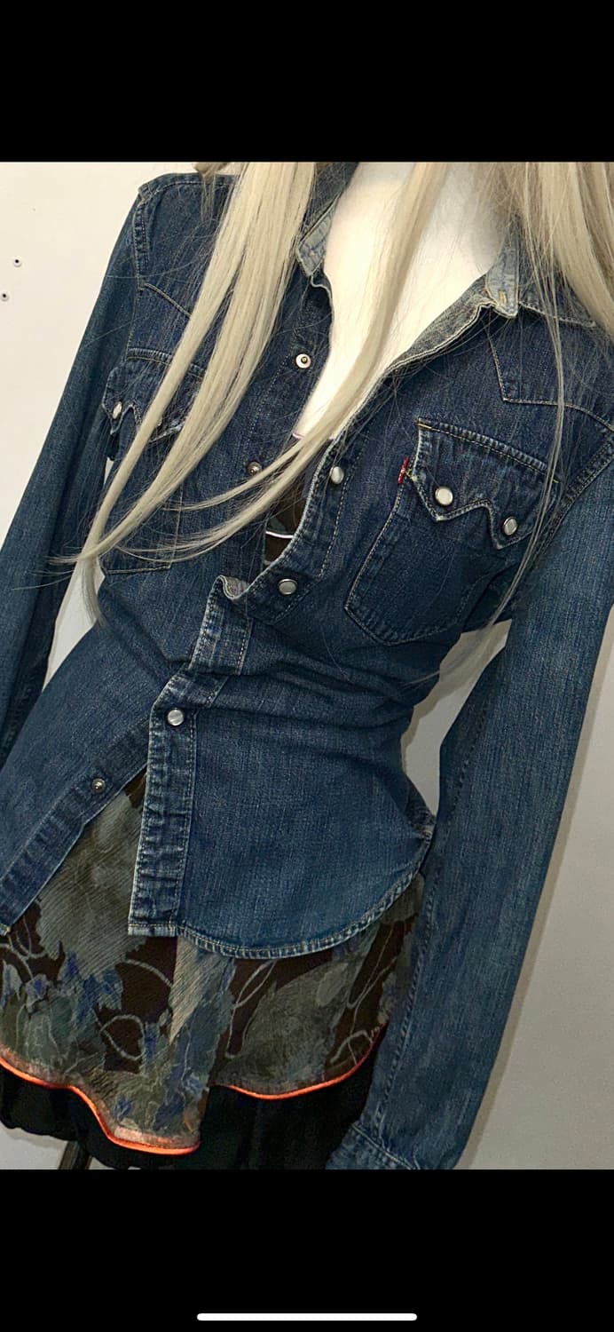 리바이스 슬림핏 웨스턴 데님셔츠 s 상품이미지1