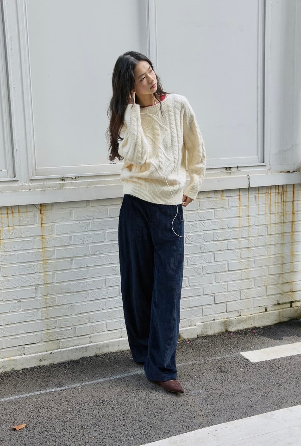 미치코런던 FISHERMAN CABLE WOOL KNIT CREAM 상품이미지6