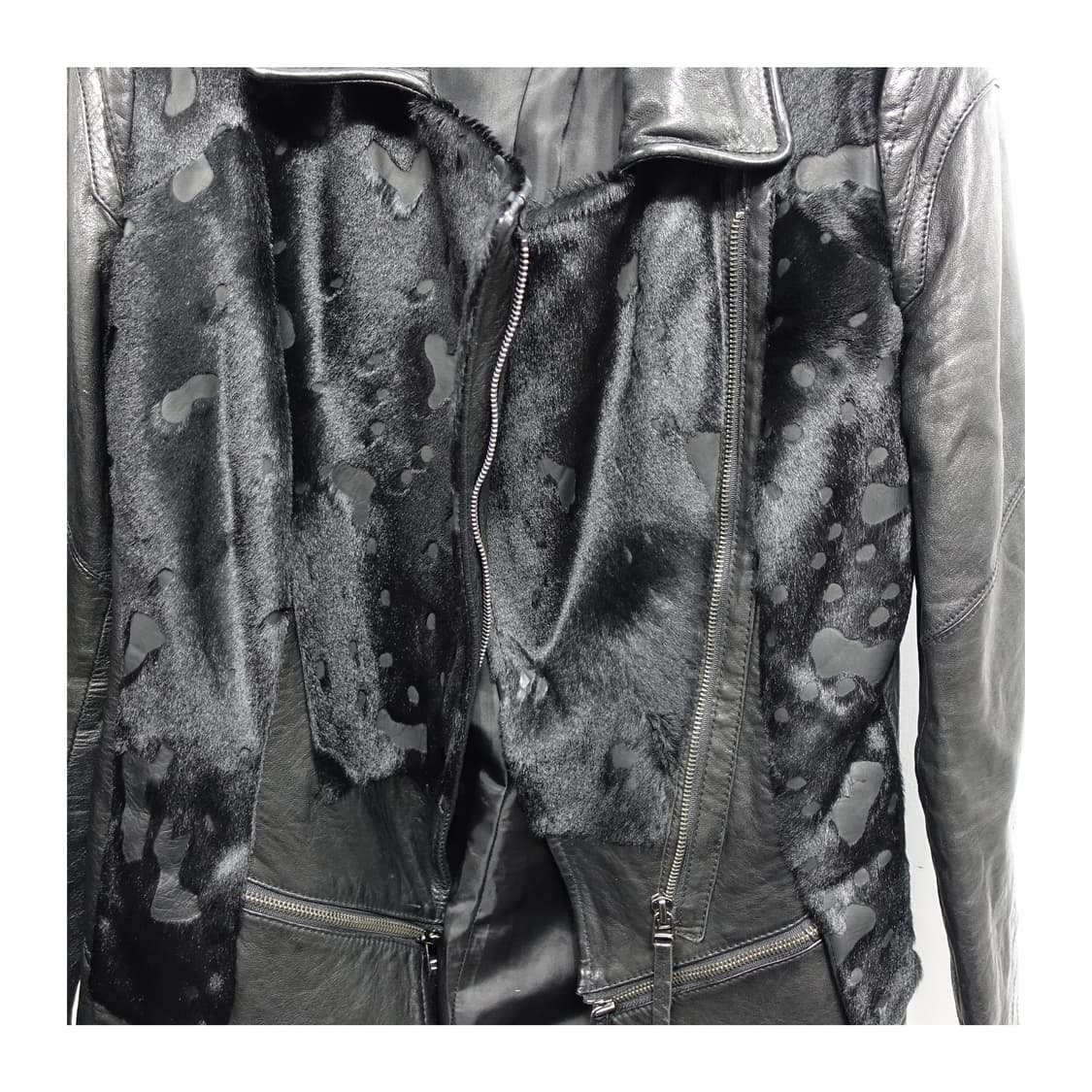 [55] LEATHER  빈티지 레더 송치 도킹 라이더 코트 자켓 상품이미지7