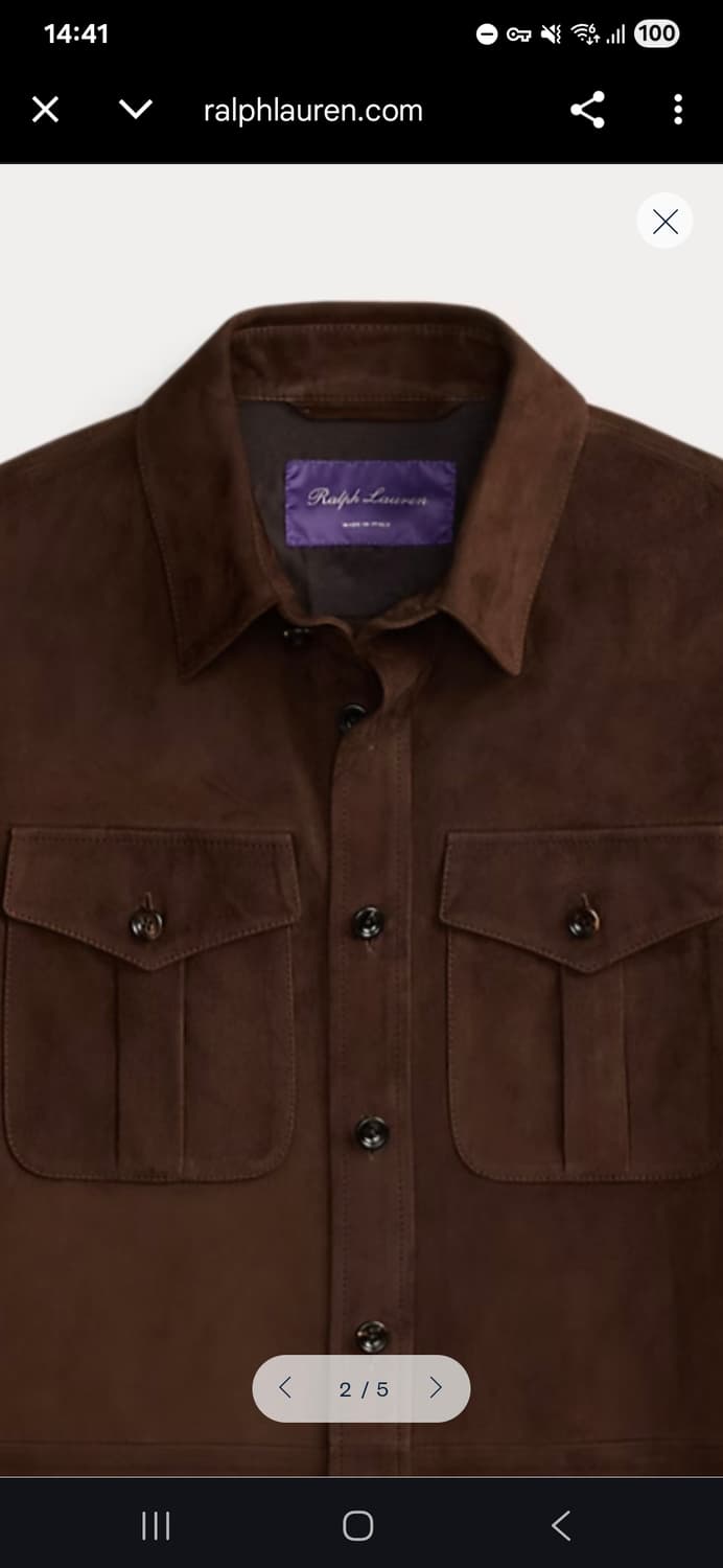 랄프로렌 퍼플라벨 스웨이드 오버 셔츠 상품이미지3