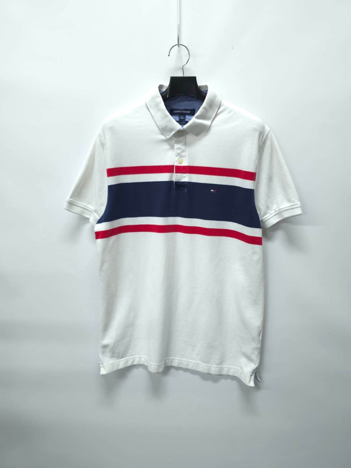 타미힐피거 남성 빅플래그 배색 반팔 카라티 (100) 상품이미지1