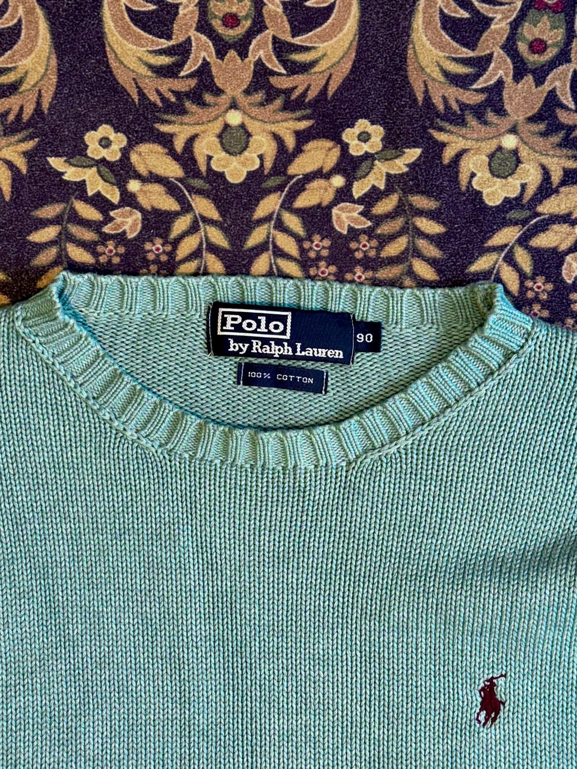 90s 빈티지 폴로 코튼 니트 틸블루 상품이미지2