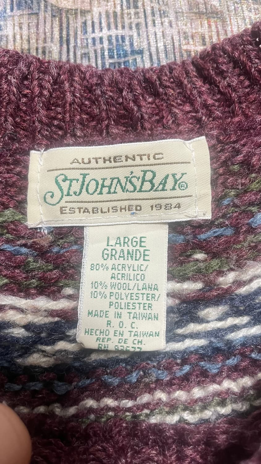 USA 90s 미국 빈티지 세인트 존스 베이 페어아일 울 니트 스웨터 L 상품이미지6