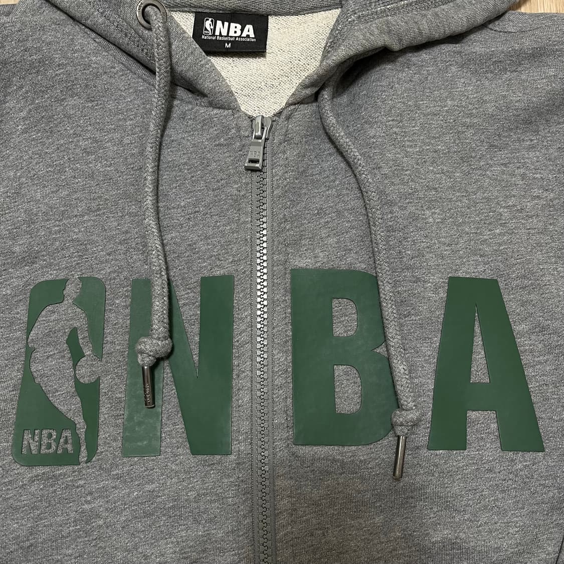 NBA 멜란지 그레이 딥그린 프린팅 로고 코튼 후드 집업 M(95) 상품이미지4