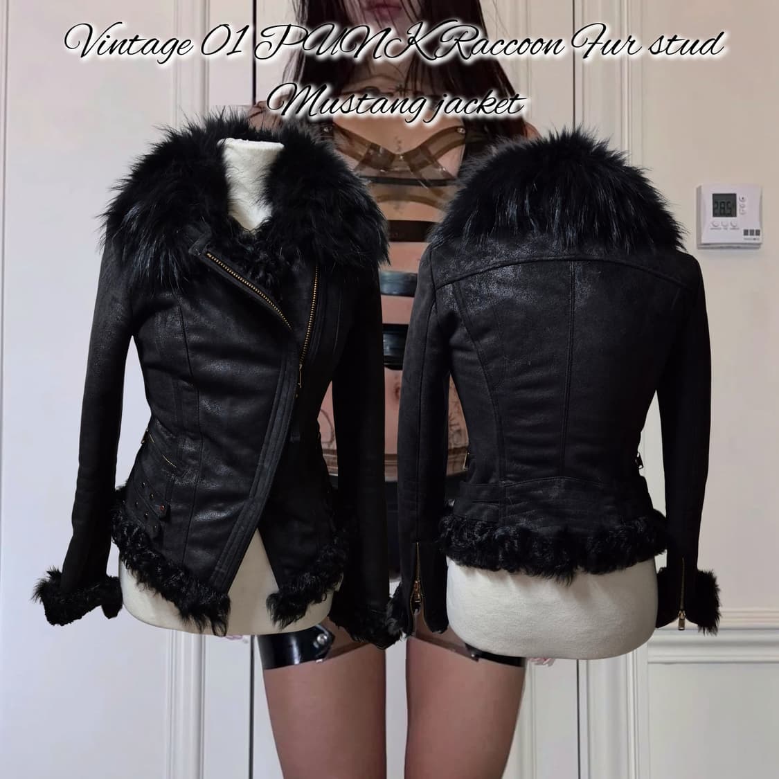 Vintage 01 PUNK Raccoon Fur stud Mustang 상품이미지1
