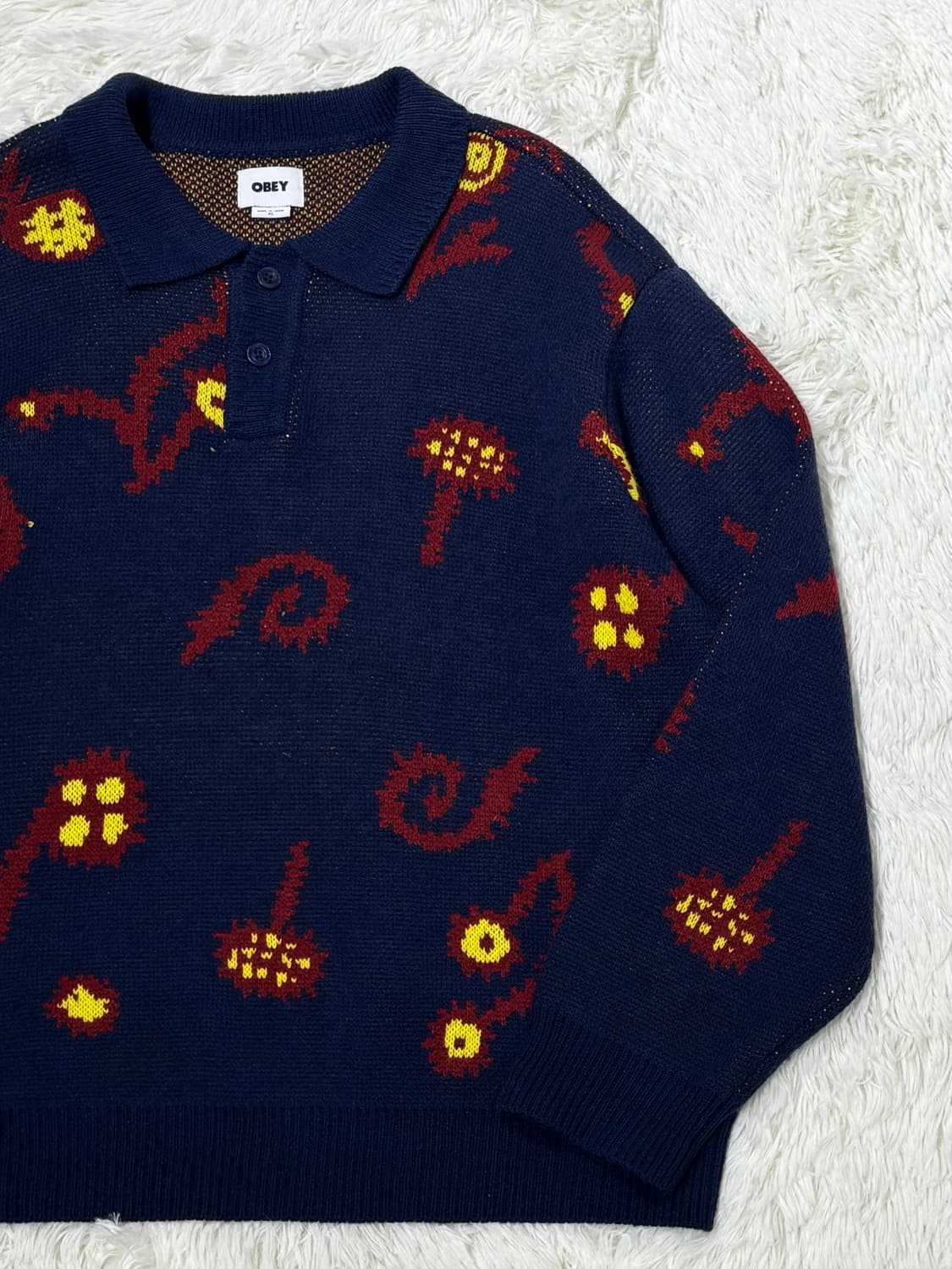 오베이 패턴 카라넥 니트 상품이미지5