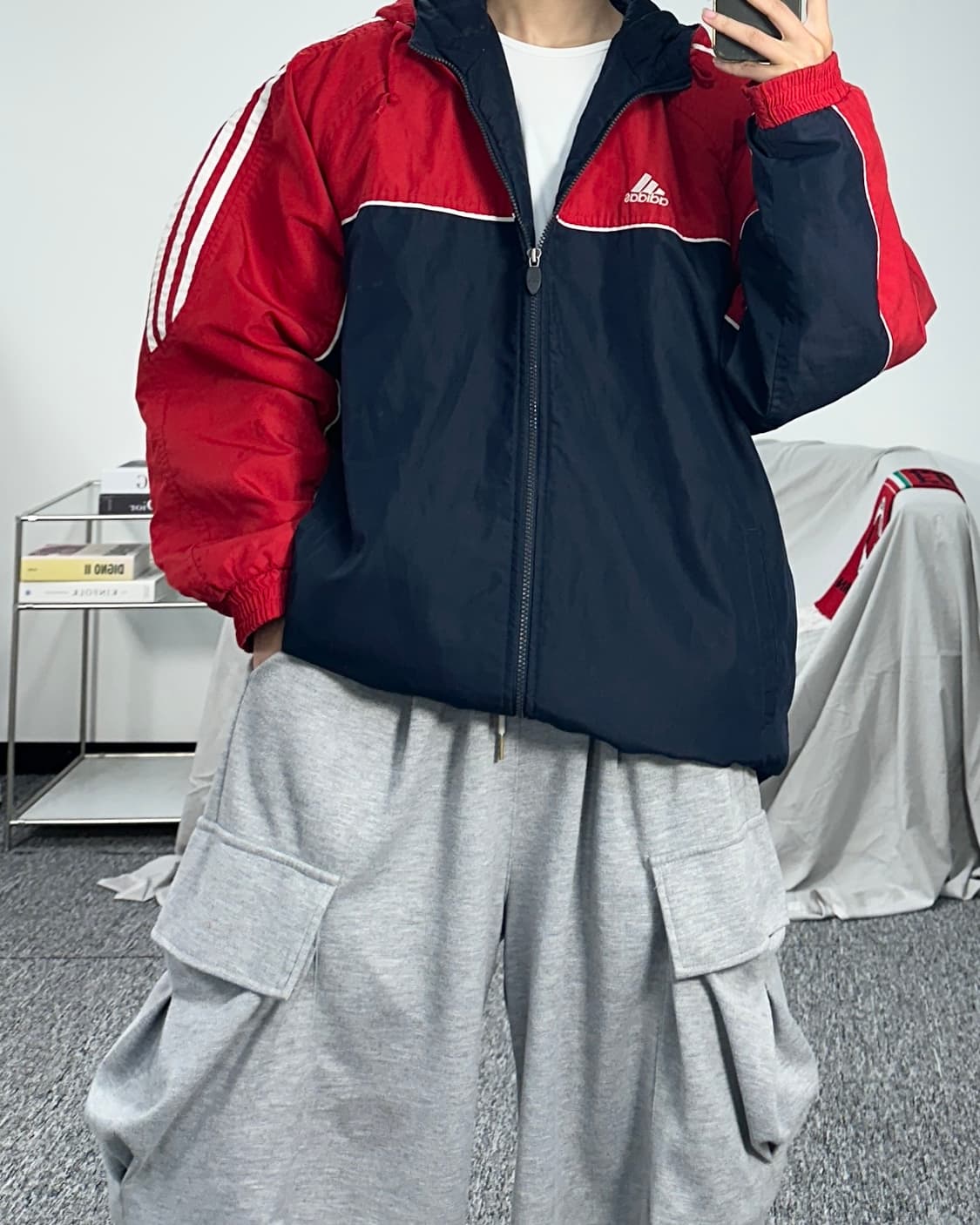 아디다스 00s 네이비 레드 누빔 자켓 XL 상품이미지4