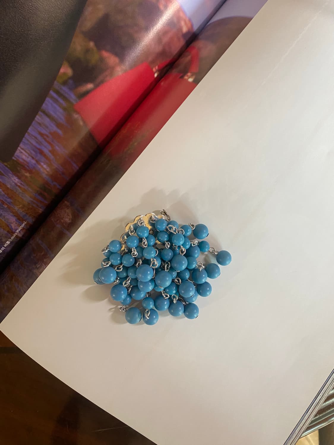 일본 터키블루톤 비즈 브로치  상품이미지1
