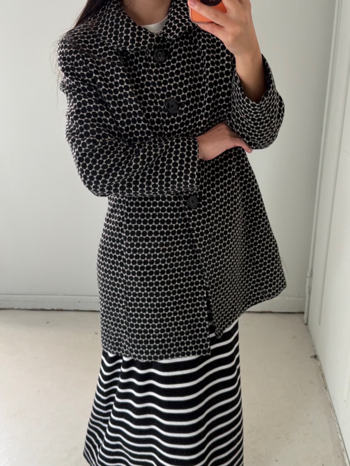 일본빈티지 도트 코트자켓 상품이미지5