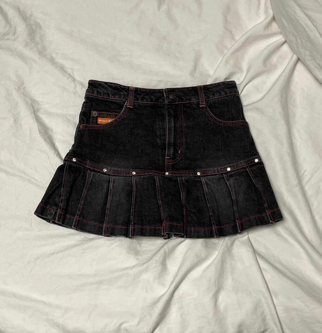 [키치 스쿨룩] 흑청 플리츠 스커트 상품이미지2