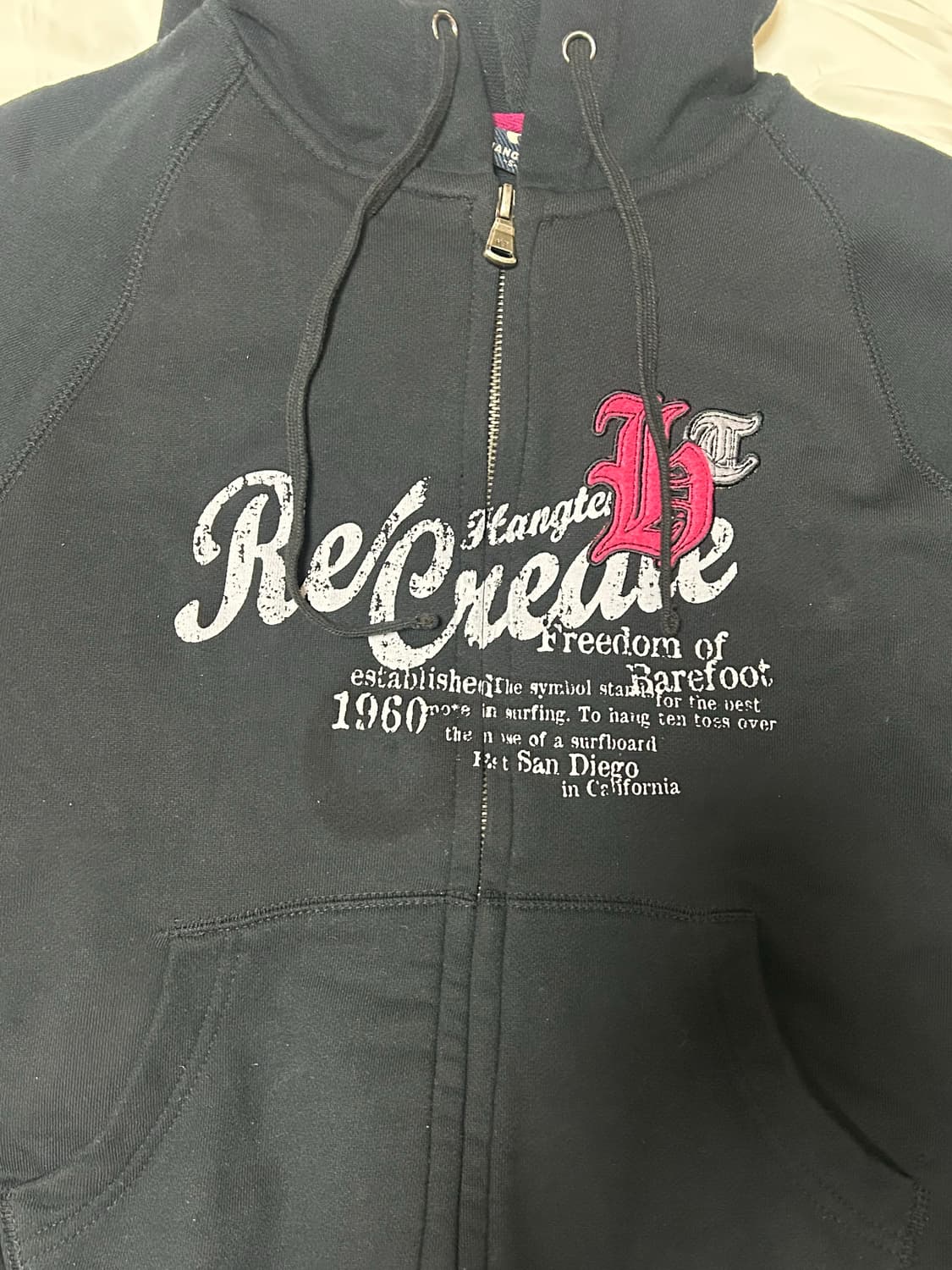 행텐 빈티지 패치 프린팅 후드집업 상품이미지4