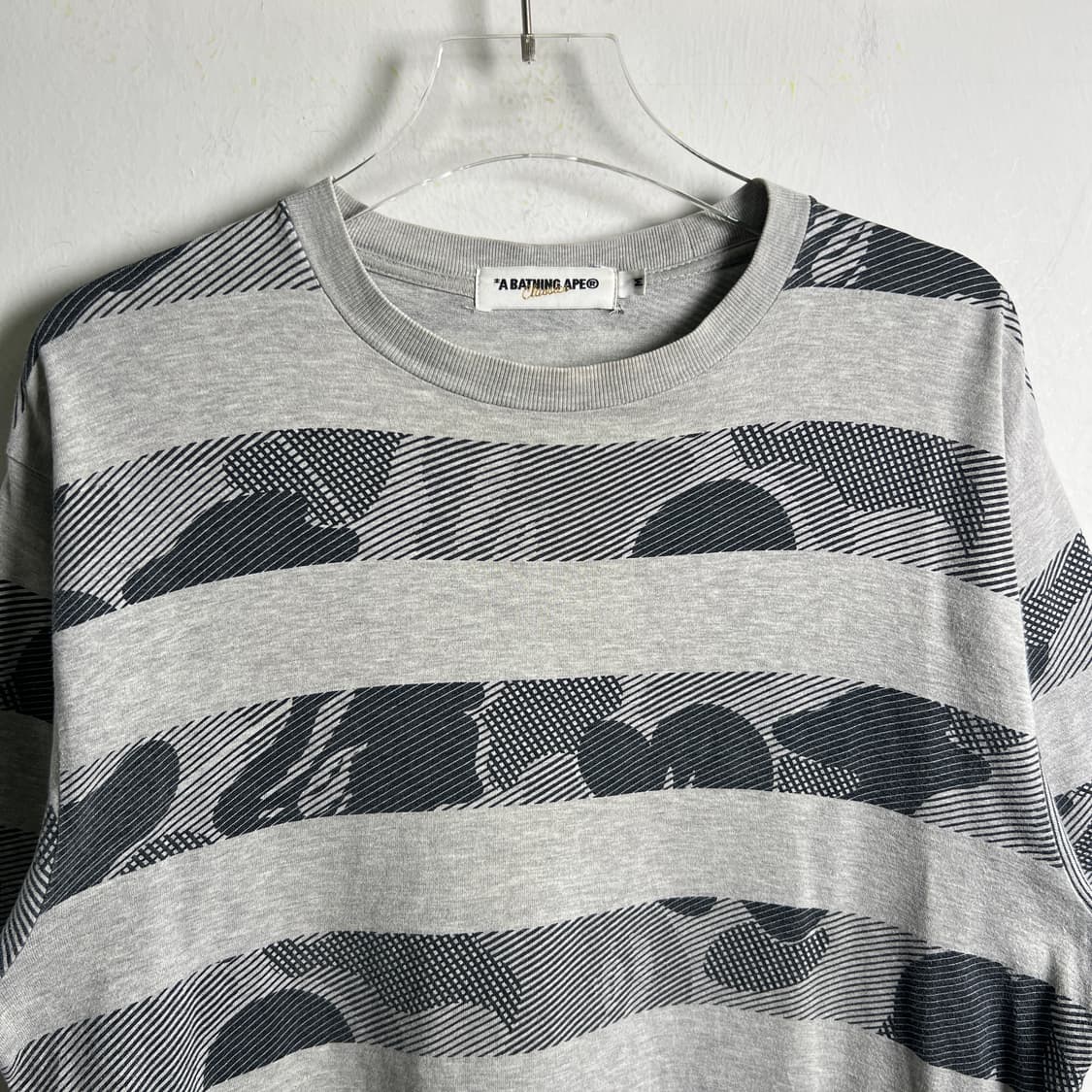 Bape 베이프 그레이 카모 스트라이프 반팔 티셔츠 M 상품이미지5