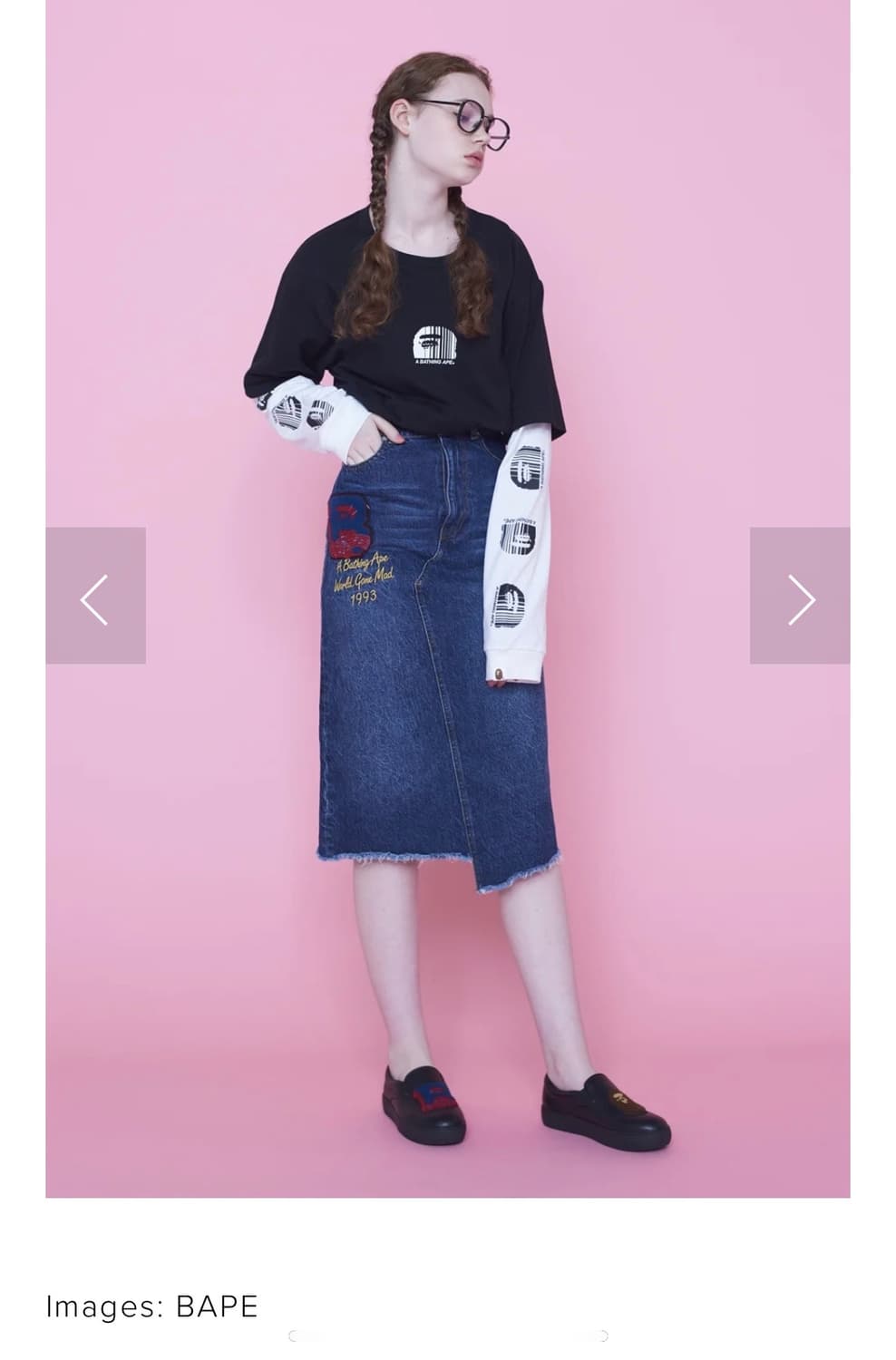 베이프 bape 로고 자수 블랙 슬립온 상품이미지8
