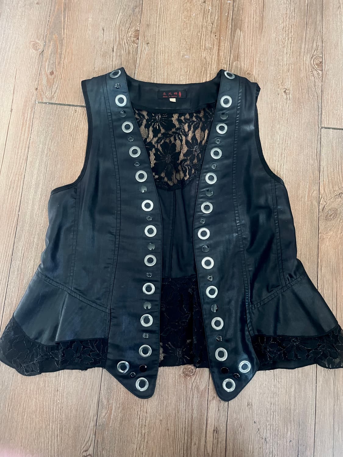 고스펑크 아일렛 레이스 조끼 베스트 하라주쿠 고스룩 y2k 빈티지 상품이미지1