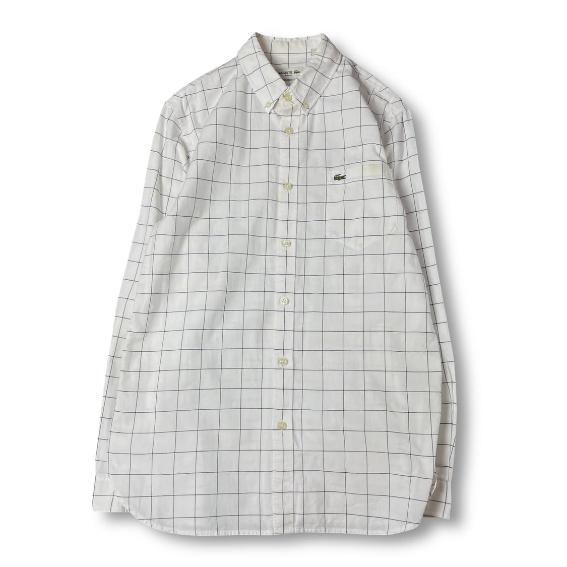 라코스테 화이트 깅엄체크 슬림핏 원포켓 긴팔 셔츠 상품이미지1